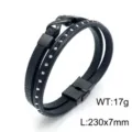 Heren meerlaags gevlochten leer titanium staal armband met oneindigheidssymbool klinknagels. - Meerlaags Gevlochten Leren Armband (KB147370-KLHQ)