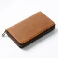 Vintage braunes Leder Federmäppchen mit Reißverschluss, große Kapazität Stiftetasche. - Crazy Horse Braun