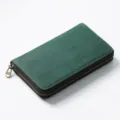 Vintage echtes Leder Reissverschluss Etui groesse Kapazitaet dunkelgruene Stifttasche - Crazy Horse Dunkelgrün