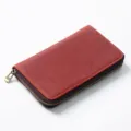 Red leather pen pouch multi-capacity zippered stationery organizer case vintage style - Crazy Horse Wine Red