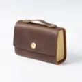 Retro Leder Taschennotizbuch mit Griff und Druckknopf, tragbares Akkordeon Journal für Alltag. - Crazy Horse Kaffee