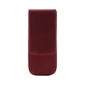 Burgundy crazy horse leather pen pouch, handmade magnetic closure case for three pens. - Crazy Horse Wine Red