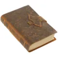 Vintage embossed leather journal A5 handmade diary notebook with rustic floral cover and strap. - Embossed Brown