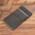 Genuine leather pocket protector and pen sleeve for doctors and nurses, dark brown color. - Crazy Horse Coffee
