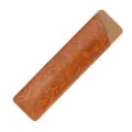 Etui stylo cuir veritable vintage marron avec motif floral pochette retro cadeau - Brun gaufré / 1 Pièce/Paquet