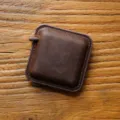 Handgemachtes Mini-Maßband aus echtem Leder, Vintage quadratischer Stil zum Messen & Tragen. - Kaffee Crazy-Horse-Leder - Regulär