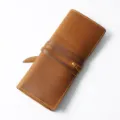 Echt lederen etui op oprolbaar vintage stijl multifunctionele kantoorartikelen opbergtas - Crazy Horse Bruin