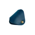 Organisateur de cable en cuir veritable fait main enrouleur ecouteur bouton pression lami bronze - Crazy horse bleuâtre