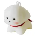 Detalle de vela perfumada de cachorro, vela de cera de animal linda con cinta roja - Estilo Cachorro / Blanco