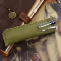 Grünes handgemachtes Leder-Federmäppchen, Vintage-Stil Schreibwarenhalter für Füllfederhalter. - 2er-Pack / Olivgrün