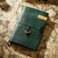 Vintage green leather traveler notebook handmade journal diary with anchor charm and clip - A5 Model / Dark Green