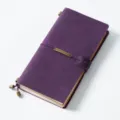Purple leather traveler's notebook vintage refillable journal diary with metal bookmark tag. - Regular Fit / Crazy Horse Deep Purple
