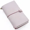 Taccuino di viaggio in pelle PU diario vintage taccuino retro con chiusura a fascia elastica - Taccuino da viaggio in pelle cerata nebbia bianca / Pelle cerata nebbia bianca vino rosso - Standard