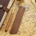 Retro handgemachte Leder Füllfederhalter Hülle einfache Schutzhülle tragbare Stift Tasche - Einzeleinheit / Braun