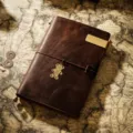 Vintage crazy horse leather travel journal notebook with metal clip and cute bear charm pendant. - A5 Model / Coffee