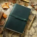 Carnet de notes en cuir vert foncé vintage avec sangle, agenda rétro cadeau papeterie. - Modèle A5 / Vert Foncé