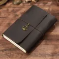 Dunkelbraunes Leder Vintage Tagebuch Notizbuch mit Anker Anhänger, Retro Notizbuch Variante - A5-Modell / Crazy Horse Kaffee