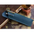 Handgemachte Leder Stiftemappe, Vintage Füllfederhalter Etui Schutzhülle in Blau Farbe. - 2er-Pack / Blau