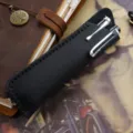 Vintage handgemachte schwarze Leder Stifttasche Doppelhalter Schutzhülle für Füllfederhalter - 2er-Pack / Schwarz
