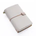 Taccuino da viaggio in pelle agenda vintage diario tascabile con chiusura elastica grigio - Taccuino da viaggio in pelle cerata nebbia bianca / Pelle cerata nebbia bianca marrone - Portatile