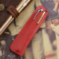 Handgefertigte rote Leder Stiftetasche Retro Füllfederhalter Etui Schutzhülle Büro - 2er-Pack / Rot