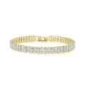 Elegante bracciale placcato oro con zirconi AAA taglio baguette gioielli per donna - 18cm / Oro