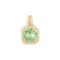 Sparkling champagne gold pendant featuring a large round green zircon and halo stones - Pendant Only (Without Chain) / Apple Green Perfume Bottle Style (Pendant Only)