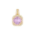 Champagne gold pendant featuring a round lavender cubic zirconia and sparkling white halo - Pendant Only (Without Chain) / Purple Red Perfume Bottle Style (Pendant Only)