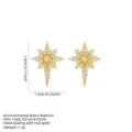 Detailed product specifications of gold plated starburst charm with cubic zirconia - Eight-Pointed Star / Gold