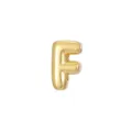 Detailed macro view of a 3D golden bubble-style letter F jewelry charm for DIY craft - Letter F