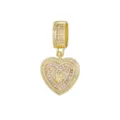 Pendentif cœur en or de luxe avec pavé de zircone et lettre F pour la création de bijoux - Style Lettre F (Pendentif Uniquement) / Or
