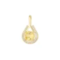Pendaglio placcato oro con cristallo giallo sfaccettato e pavé di pietre bianche - un solo ciondolo, senza catena / Giallo Oro