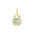 Elegante pendente a ferro di cavallo placcato oro con gemma verde e cristalli lucenti - un solo ciondolo, senza catena / verde mela