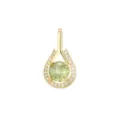 Elegante ciondolo placcato oro con una pietra verde rotonda e bordo di cristalli - un solo ciondolo, senza catena / Giallo Mela