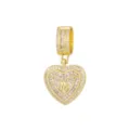 Élégant pendentif cœur en or serti de zircones avec une lettre M au centre - Style Lettre M (Pendentif Uniquement) / Or