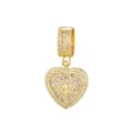 Pendentif cœur raffiné plaqué or avec lettre N et incrustation de zircones brillants - Style Lettre N (Pendentif Uniquement) / Or