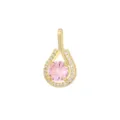 Elegante ciondolo a goccia in oro con pietra rosa rotonda e accenti in cristallo - un solo ciondolo, senza catena / Rosa