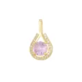 Elegante ciondolo a goccia in oro con gemma rosa centrale e aureola scintillante - un solo ciondolo, senza catena / Rosa viola