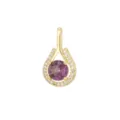 Elegante ciondolo a goccia placcato oro con cristallo viola e pavé di pietre lucide. - un solo ciondolo, senza catena / Viola