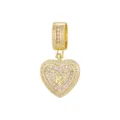 Pendentif cœur doré élégant serti de zircone avec l'initiale de la lettre R gravée. - Style Lettre R (Pendentif Uniquement) / Or