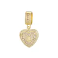 Pendentif cœur doré avec zircone cubique et breloque initiale U - Style Lettre U (Pendentif Uniquement) / Or