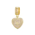 Élégant pendentif en forme de cœur doré avec lettre V sertie de zircones cubiques. - Style Lettre V (Pendentif Uniquement) / Or