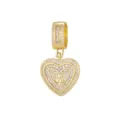 Pendentif coeur en plaqué or avec lettre W et sertissage pavé de zircons cubiques - Style Lettre W (Pendentif Uniquement) / Or