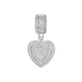 Pendentif cœur en argent avec lettre A et oxydes de zirconium pour bricolage bijoux - Style Lettre A (Pendentif Uniquement) / Argent