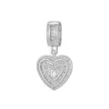 Pendentif en forme de cœur argenté avec la lettre C et des pierres de zircone scintillantes - Style Lettre C (Pendentif Uniquement) / Argent