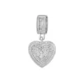 Élégant pendentif en cœur argenté serti de zircons avec la lettre initiale I - Style Lettre I (Pendentif Uniquement) / Argent