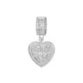 Pendentif en forme de cœur en zircon argenté avec la lettre initiale M pour colliers - Style Lettre M (Pendentif Uniquement) / Argent