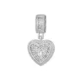 Luxueux pendentif coeur argenté avec pavé de zircons et motif de lettre O centrale - Style Lettre O (Pendentif Uniquement) / Argent