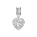 Élégant pendentif en forme de cœur argenté avec la lettre 'R' et pierres de zircone - Style Lettre R (Pendentif Uniquement) / Argent
