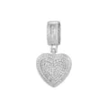 Élégant pendentif cœur argenté orné de zircons cubiques avec lettre T centrale détaillée - Style Lettre T (Pendentif Uniquement) / Argent
